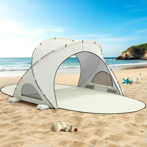 Raynesys�r�[�`�e���g�T���V�F�[�h�e���g3�l�p205*140*132cm�T���V�F�[�h�������Ռ����T�C�h�h�A�J���ʋC���݉c�ȒP�R���p�N�g���[�r�[�`/�l��/����/�L�����v/�s�N�j�b�N/�^����Beige