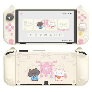 PlayVital Nintendo Switch OLED�Ή� �ی�P�[�X �ϏՌ� �h�b�N�Ή� �L�@el�Ή��n�[�h�J�o�[+�V���R���O���b�v�t�� �܂��ݎ��X�^���h�t�� �a���q�L�f�U�C���y�A�C�{���[�z