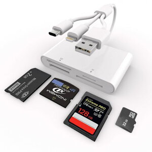 �}���`�J�[�h���[�_�[4in3Lightning/Type-C/USB-SD/TF(MicroSD)/XD/MS�J�[�h���[�_�[�������[�J�[�h���[�_�[OTG�Ή������]��iPhone17/16/15/15Plus/15Pro/Pro