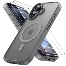 BruzaioiPhone17用ケース【強化フィルム2枚付き】Magsafe対応・米軍規格いphone17スマホケース半透明耐衝撃指紋防止滑り止めマグネット搭載ワイヤレス充電耐久性黄ば全面保護あいふおん17ケース