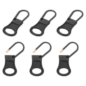 PATIKILジッパープル交換品6個入り取り外し可能な金属ジッパータブ修理キットスーツケースジャケットバックパック用黒