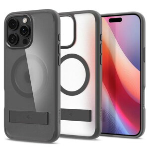 Spigen【コンパクトなスタンド付き】iPhone16ProケースMagSafe対応半透明クリアスタンド付き米軍MIL規格ウルトラ・ハイブリッドS・マグフィットACS08380(フロスト・グレイ)