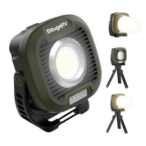 BougeRV �L�����v�����^�� ���P�x1500lm ������ 3�F�ؑ։\ LED�����^�� �h��IPX4 �����ԘA���g�p�� LED���C�g ���i�K���� 180°��] �A�E�g�h�A/�h��/�ԍ�Ɨp ���C�g�V�F�[�h�Ɛ�p�X�^���h�t�c