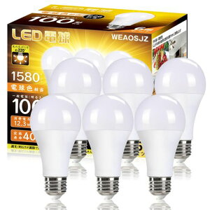 LED�d��E26����12.3W1580lm100W�`�������P�x�d���F2700K�L�z���^�C�v�����F�ȃG�l���`���Ή��f�M�ގ{�H���Ή������s��6��