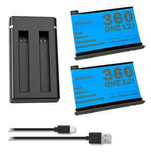NinoLite 3�_�Z�b�gInsta360 ONE X2 �Ή��[�d�� �o�b�e���[2�� + USB�^�f���A���o�b�e���[�`���[�W���[�E�[�d�X�e�[�V�����A�e��1700mAh�AMicro USB�P�[�u���t���`���[�W���[ �E��