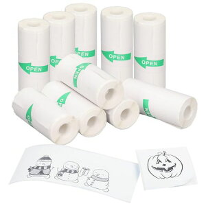 10個セット感熱紙ロールシール感熱紙57x25mm自己粘着ミニプリンター用紙印刷可能ステッカーミニ印刷用紙ラベルミニポータブルプリンター用紙印刷シールノートメモステッカー写真用紙ラ…