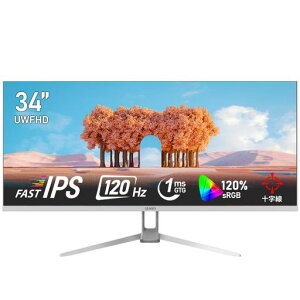 AESNO34�C���`�����C�h���j�^�[WFHD(2560x1080)120Hz�Q�[�~���O���j�^�[120%sRGB�t���b�g�^�R���s���[�^�[�f�B�X�v���CIPS�p�l��HDMI&DP�`���g����FreeSync�Ǌ|���Ή��z���C�g