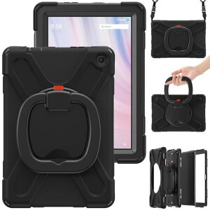 �yLIHOULAI�zAmazonFireHD10�C���`�^�u���b�g�p�̕ی�P�[�X�O�d�\���h���h�o�h�U�J�o�[360�x��]�\�l�b�N�X�g���b�v�t(�u���b�N)