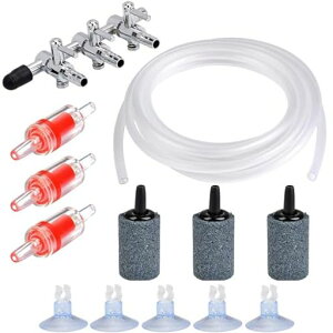 CTRICALVERエアチューブ3分岐&逆流防止弁&キスゴム水槽エアーポンプエアレーションアクアリウムバブルカウンターチェックバブル吸盤水作水族館魚タンク