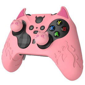 PlayVital Cute Demon Xbox Elite WirelessコントローラーSeries 2対応用シリコンカバー、Xbox Elite Series 2 Core対応用可愛い悪魔風シリコンカバー、サムグリップキャップ付属【ピンク】