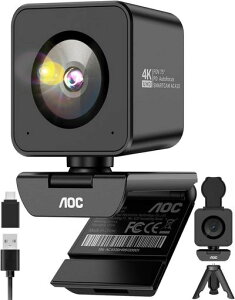 AOC Web�J���� 4K 1200����f �O�r�t�� 1080P/60fps�Ή� SONY IMX363�Z���T�[���� PDAF�����I�[�g�t�H�[�J�X F1.8����a 75°����p �m�C�Y�ጸ�}�C�N���� �v���C�o�V�[�J�o�[�t�� USB �E�F�u�J����