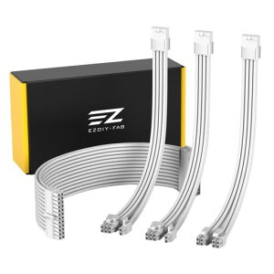EZDIY-FAB PC�p�X���[�u�P�[�u�� GPU/CPU�pPC�d�� ATX 3.0/3.1�K�i�ɏ��� �d����pPSU�P�[�u�� �J�X�^�� Mod PC�d���P�[�u 18AWG�����\���R�A 2�{��8�s�� (6+2)GPU �����P�[�u�� 1�{��8�s��(4+4)