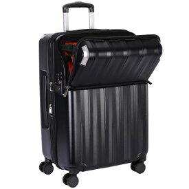 [トラベリスト]キャリーケースジッパートップオープンブレーキ付き拡張機能レスト60L(71L)マットブラック