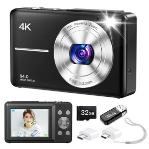Moledro�f�W�^���J����4K�f�W�J��6400����f32GB�}�C�N��SD�J�[�h�t��18�{�f�W�^���Y�[���I�[�g�t�H�[�J�X�E�F�u�J����LED���C�g��Ԃ�␳����ރt�B���^�[�Z���t�^�C�}�[�g�ѕ֗�2.4�C���`�c