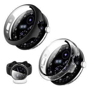 [ToVioc] �P�[�X For Google Pixel Watch 5 45 mm/4 45 mm �ی�J�o�[�y2���Z�b�g�z (�N���A+�u���b�N)