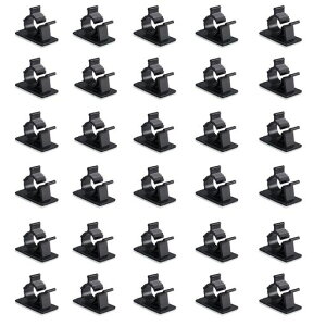 ケーブルクリップコードクリップコードフック4階段調整可能ケーブルクリップ25mmx19mmケーブルまとめコード収納結束固定接着ワイヤーコードケーブル自在に整理30個入り黒byVIAKY