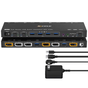 ANXQQ8KKVM�X�C�b�`DisplayPort�V�@�\�ǉ�:KVM���[�h/USB���[�h�ɑΉ��A2��̃R���s���[�^�[��2��̃��j�^�[�����L�A�I�[�f�B�I�����USB3.0�|�[�g�������Displayport
