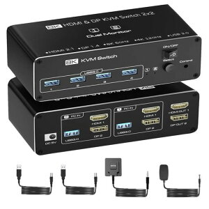 �y8K2���j�^�[�����o�́zHDMIDisplayPortKVM�ؑ֊�2PC�ؑփf���A���f�B�X�v���CHDMIDPUSB3.02����4�o�̓f���A�����j�^�[KVM�X�C�b�`���[�L�[�{�[�h�}�E�X���L�ݑ�Ζ��E��