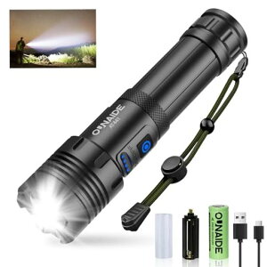 懐中電灯強力防災ledライト【超高輝度XHP160LED充電式乾電池式両用】4000mAhズーム調節7つ調光モード充電式電池付き残量表示IPX6防水アルミ合金フラッシュライトハンディライトCOB作業灯