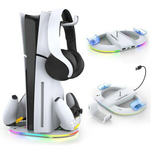 PS5Pro/�V�^PS5Slim�p�X�^���h�c�u���y�V�o��-�����^�zTomistanPS5Pro/Slim�pRGB�R���g���[���[�[�d�X�^���h2�䓯���[�dRGB���͋C���C�g�ߏ[�d�h�~���@�\PS5���Ӌ@��f�B�X�N/�f�W�^�����p