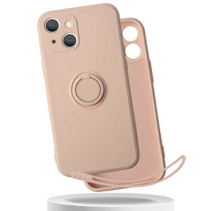 適用iphone15plusケースリングストラップ付きシリコンアイフォン15プラスカバーリング付きシリコーンアイフォン15プラススマホケース薄型軽量【GoKIGIoD】バンパーストラップホール携帯カバ…