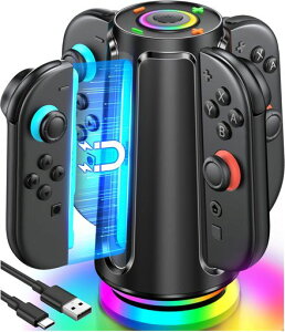 �y2025�V�zSwitch 2 �W���C�R���p �[�d�X�^���h �X�C�b�`2 �p 4 in 1 Joy Con �R���g���[���[�h�b�N RGB ���C�g �[�d���[ ��̌^ Type-C�P�[�u���t�� ���{��戵������ �u���b�N