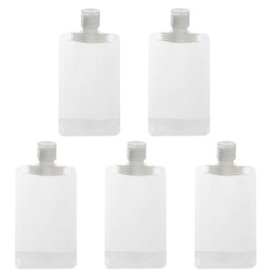 トラベル用小分けボトル5個セット(100ml)透明詰め替えボトル漏れ防止密封性携帯に便利パウチ容器袋入り