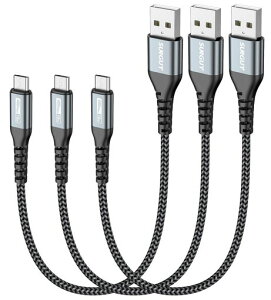 SUNGUY Micro USB �P�[�u�� 0.3M �y3�{�g�zQC3.0/2.0 �ő�18W�}���[�d USB2.0�����f�[�^�]�� �}�C�N��usb�P�[�u�� 30cm �Z�� ���ϋv�� �i�C�����҂� Galaxy S7 / Moto G5