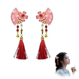 Coollooda扇子髪飾りヘアクリップ扇花古典ヘアピンゴールド金属花かわいい鈴付きおしゃれ扇子ゴールド金属花かわいい鈴付き和装浴衣子供髪飾り入学式卒業式古風写真撮影着物に適用