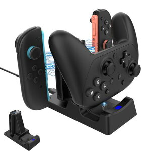 Switch 2 Joy Con�p �[�d�X�^���h�y2025�V�o��-3 in 1�zPhyiFlbey Switch 2 Pro�p �R���g���[���[�[�d�h�b�N 3�䓯���[ �d�\ �ȃX�y�[�X �W���C�R���E/�� LED�w�������v�t�� �ߏ[ �d�ی� USB�P�[�u��