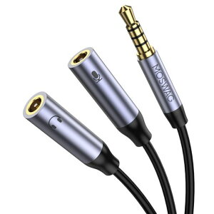 MOSWAG3.5mm�I�[�f�B�I���z�P�[�u��4��/TRRS3�Ƀ}�C�N+�w�b�h�z������C���z��3.5mm���z�P�[�u���X�e���IHi-Fi�������ϋv��Tpe�}�e���A��24K�����b�L�v���O�^�u���b�g/PC/PS4/
