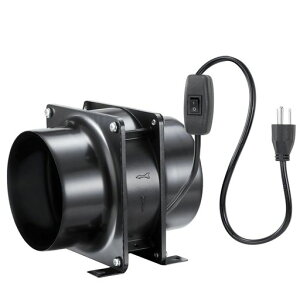 ダクトファン100mm換気扇軸流ファンダクト用抽出中間取付スイッチ付き100-120V対応塗装ブース用換気扇栽培テントの排気用ホワイト