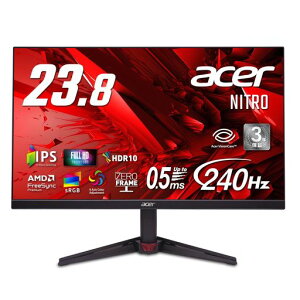 Acer Nitro 23.8�C���` IPS 240Hz �t��HD 0.5ms(GTG) ����� sRGB 99% AMD FreeSync Premium HDR10 �u���[���C�g�ጸ �u���b�N�u�[�X�g HDMI 2.0 DisplayPort