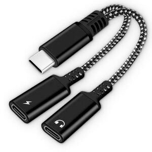 Topamz 2in1 Type-C �C���z�� �ϊ��A�_�v�^ �^�C�vC DAC���� Hi-Fi���� PD60W�}���[�d ���y�Đ�+�[�d�����Ή� �ʘb/���ʒ��ߋ@�\�t�� iPhone/iPad/Android�Ή�