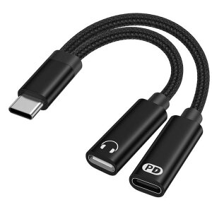 Hootek �C���z���W���b�N �ϊ� �^�C�vC 2in1 PD60W �}���[�d USB C ��҃P�[�u�� �^�C�vC �[�d���Ȃ���C���z�� Type-C �C���z���ϊ��A�_�v�^ DAC���� 16bit/48KHz ���y�Đ�/���ʒ���/�ʘb/�Q�[�� ���ϋv