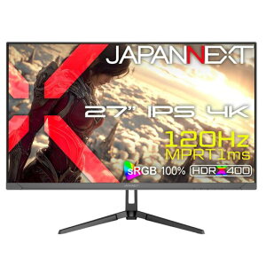 JAPANNEXT 27�C���` IPS�p�l������ 120Hz/1ms(MPRT)�Ή� 4K(3840x2160)�𑜓x �Q�[�~���O���j�^�[ JN-i27G120U2 HDMI2.1 DP sRGB:100% HDR400���� PS5 4K:120Hz�ڑ�