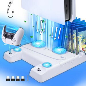 2026�V�^ PS5 Slim/PS5�p �X�^���h �c�u�� PS5 Slim/PS5�p ��p�t�@���t�� 3�i���������� �R���g���[���[�[�d�X�^���h 2�䓯���[�d RGB���C�g USB�|�[�g TYPE-C�[�d�|�[�g ���@�\ PS5