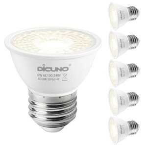 DiCUNOLED�d��E26����LED�X�|�b�g���C�g���F6W60W�`�n���Q���d������4000K660lm�L�p60°���P�xCRI90AC100-240V�������Ή�PSE�F�؍ςݖ{�̔�6��