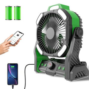 【2025新登場モデル】キャンプ扇風機アウトドアDCモーター静音5枚羽コードレス卓上扇風機充電式USB小型強風360°角度調整キャンプ扇風機20000mAh充電式LEDライト付調光調色吊り下げ充電式フ…