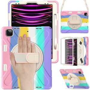iPad Air 13 �p �P�[�X M4 2026 / M3 2025 / M2 2024 �ϏՌ� iPad Pro 12.9 6����/5����/4����/3����ʗp 360�x��]�n���h���X�^���h �y���z���_�[�t�� �X�^���h