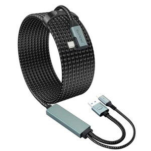 ELUTENGLink�P�[�u��5m�[�d���Ȃ���V�ԃi�C�����҂ݑf��USB3.05Gbps�����f�[�^�]��18W�}���[�dTypeCtoA+C2in1�P�[�u��5���[�g��L���^VR�w�b�h�Z�b�gMetaQuest