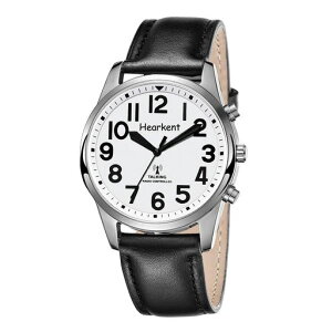 Hearkentジャンボナンバーが話す時計、ファッションシンプルウォッチ、電波腕時計、シニア、視覚障害者、または高齢者向け、読みやすく、正確な時間表示日本語音声放送(黒)