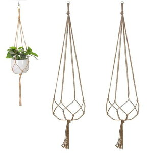 麻縄植物ハンガープラントハンガー吊り下げ植木鉢手作りマクラメ植物ハンガハンギングプランター織り鉢植え鉢植え用屋外屋内植物に適用2本セット(ブラウン)