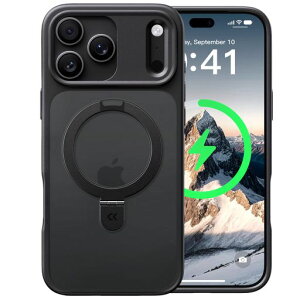 CASEKOO for iPhone 18 Pro / 17 Pro �P�[�X MagSafe�Ή� �B���X�^���h 6.3 �u���b�N