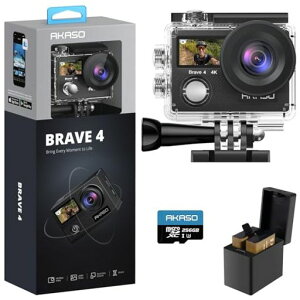 AKASO Brave4 �A�N�V�����J���� 4K30FPS �f���A���X�N���[�� EIS��u���␳ 40M�h�� �����J���� HDMI�o�� �A�N�V�����J�� ���^ 64GB�J�[�h�t��