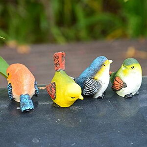 Atyhao小鳥置物可愛いガーデニング雑貨森小鳥セットガーデンオーナメントお庭がにぎやか樹脂現実的ホームガーデン庭装飾置物雑貨庭庭園ガーデニング雑貨飾り物おしゃれインテリア(4羽…