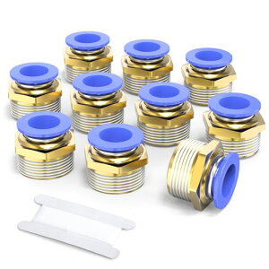 TAILONZPNEUMATICオスストレート10mmチューブODx1/2PTねじ継手PC10-04を接続するためのプッシュ(10個入り)