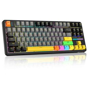 ATTACK SHARK X87 �Q�[�~���O�L�[�{�[�h �g���C�[���[�h ���J�j�J���L�[�{�[�h �J���[�u���b�N�̃L�[�L���b�v �z�b�g�X���b�v �T�C�h����L�[�L���b�v �K�X�P�b�g�\�� 5�w�z���t�H�[���f�U�c