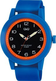 [キューアンドキュー] 腕時計 アナログ ビックフェイス 防水 ウレタンベルト 黒 文字盤 VS56-012 メンズ ブルー