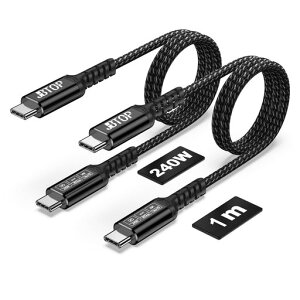 JBTOP USB �f�[�^�P�[�u��(1m�A2�{) 80Gbps �f�[�^�]���A16K/�f���A�� 8K�A240W�A�҂܂ꂽ USB C �r�f�I�P�[�u���݊����̂���T���_�[�{���g 4/5�ASSD�AMacBook M4 Pro�A�h�b�N�AeGPU/USB 4